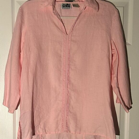 Edward Irish Linen Light Pink Top Size Medium - Picture 2 of 10